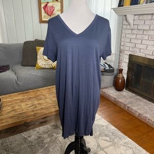 LNA v neck blue high low dress